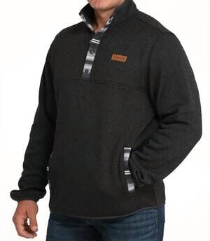 NEW CINCH 1/4 snap sweater knit pullover sweater in charcoal grey